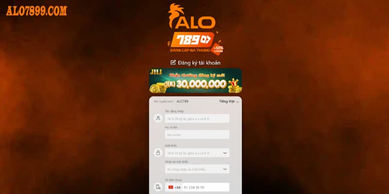Bước 1: Tiến hành thực hiện truy cập link đăng ký Alo789