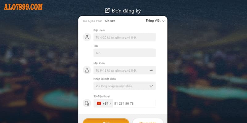 Bước 3: Xác nhận đăng ký Alo789 thành công